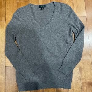 Charter Club Luxury 100% Cashmere V-Neck sweater in taupe brown size L